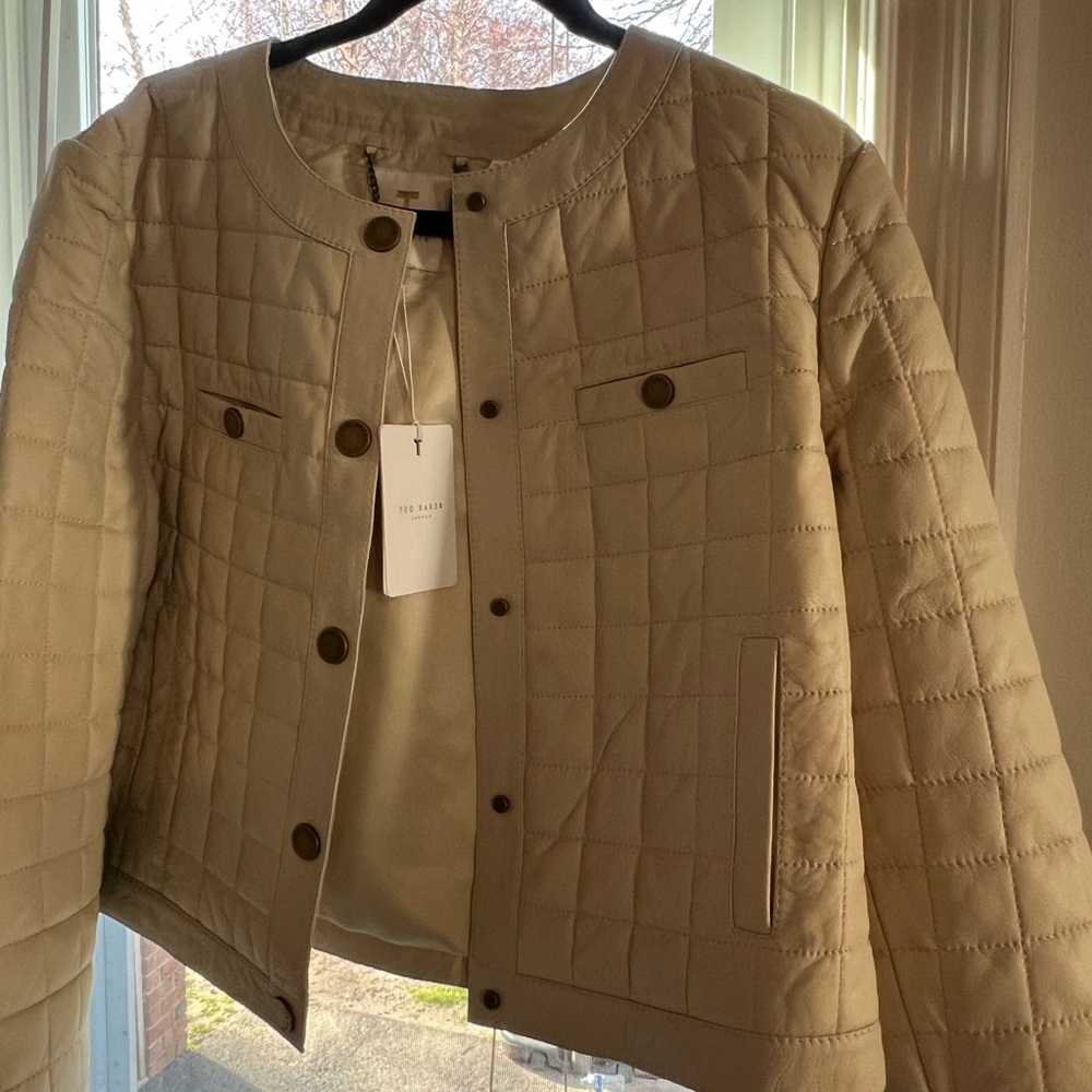 Ted Baker cream/nude color leather jacket - Picture 2 of 10
